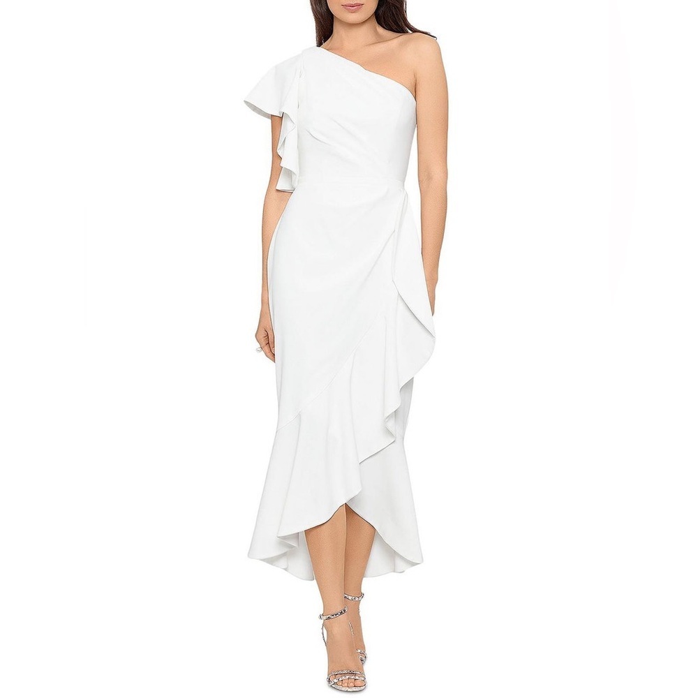 AQUA Formal Ruffled One Shoulder Evening Dress